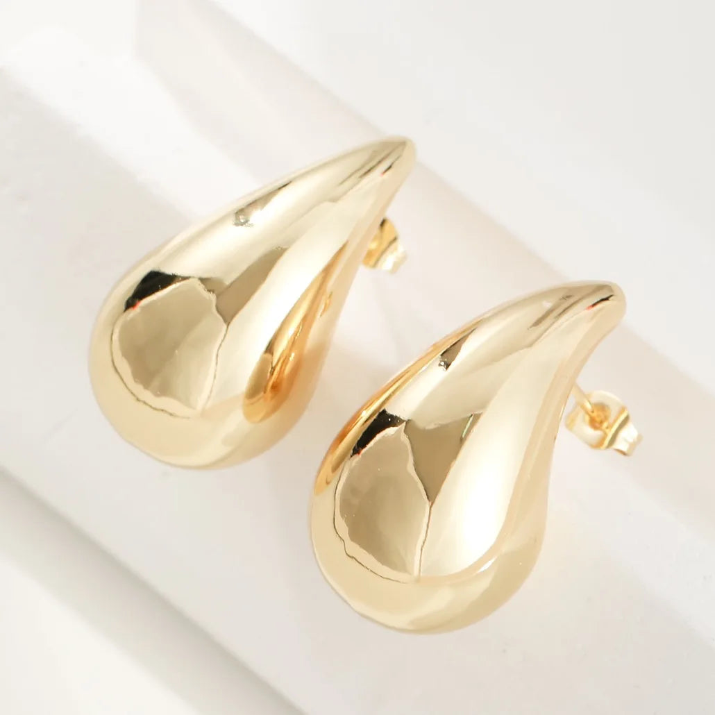 Tear Drop Gold Earrings