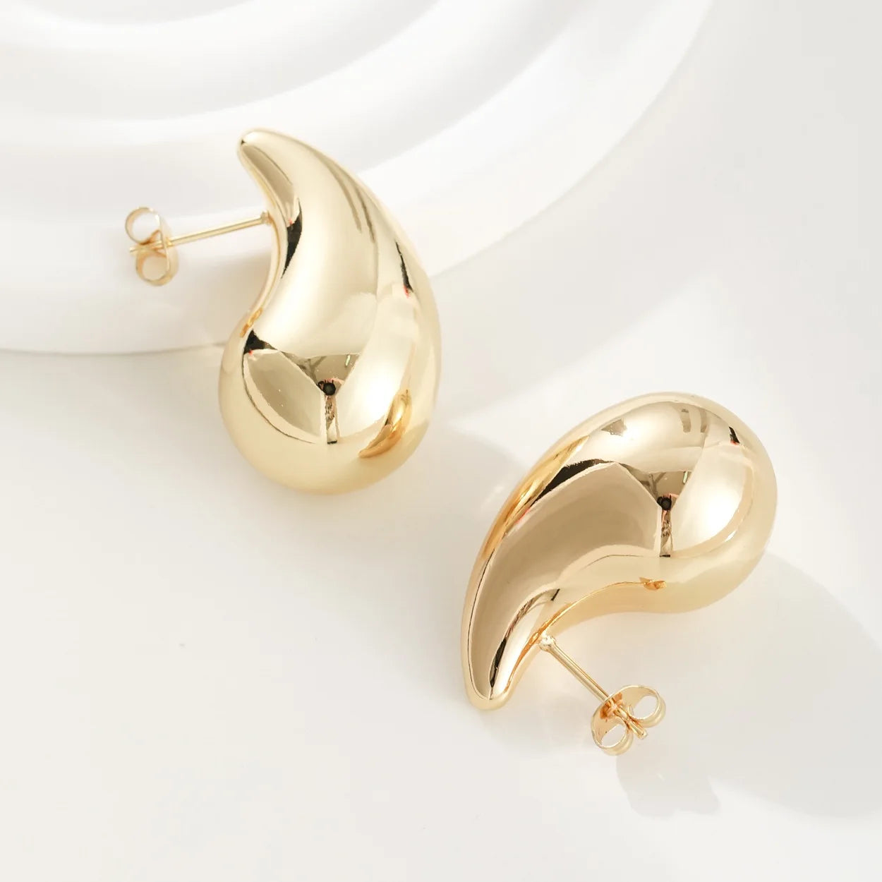 Tear Drop Gold Earrings