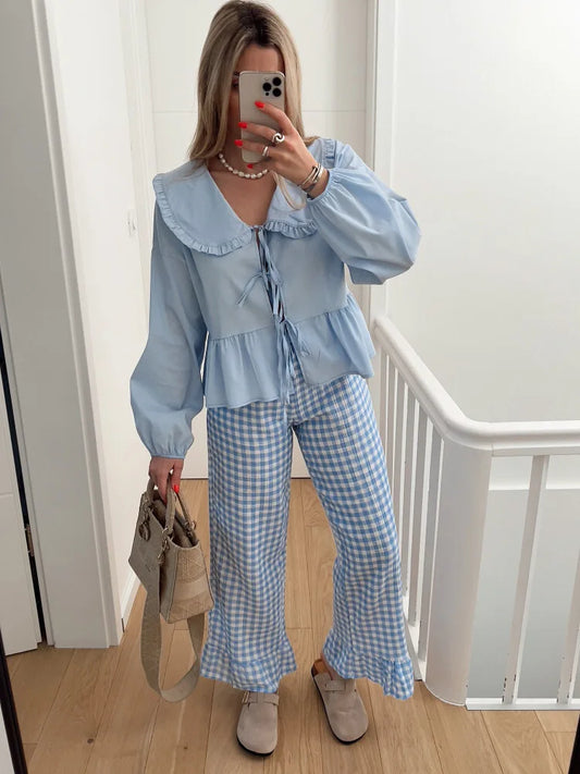 Skyline Lace-Up Blouse